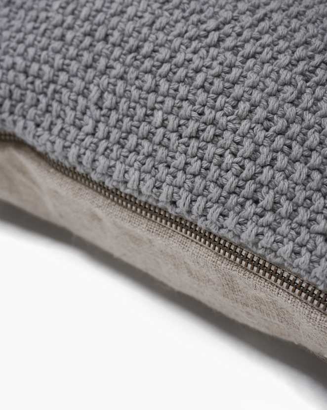 Grey Textured Cotton Pillow Cover