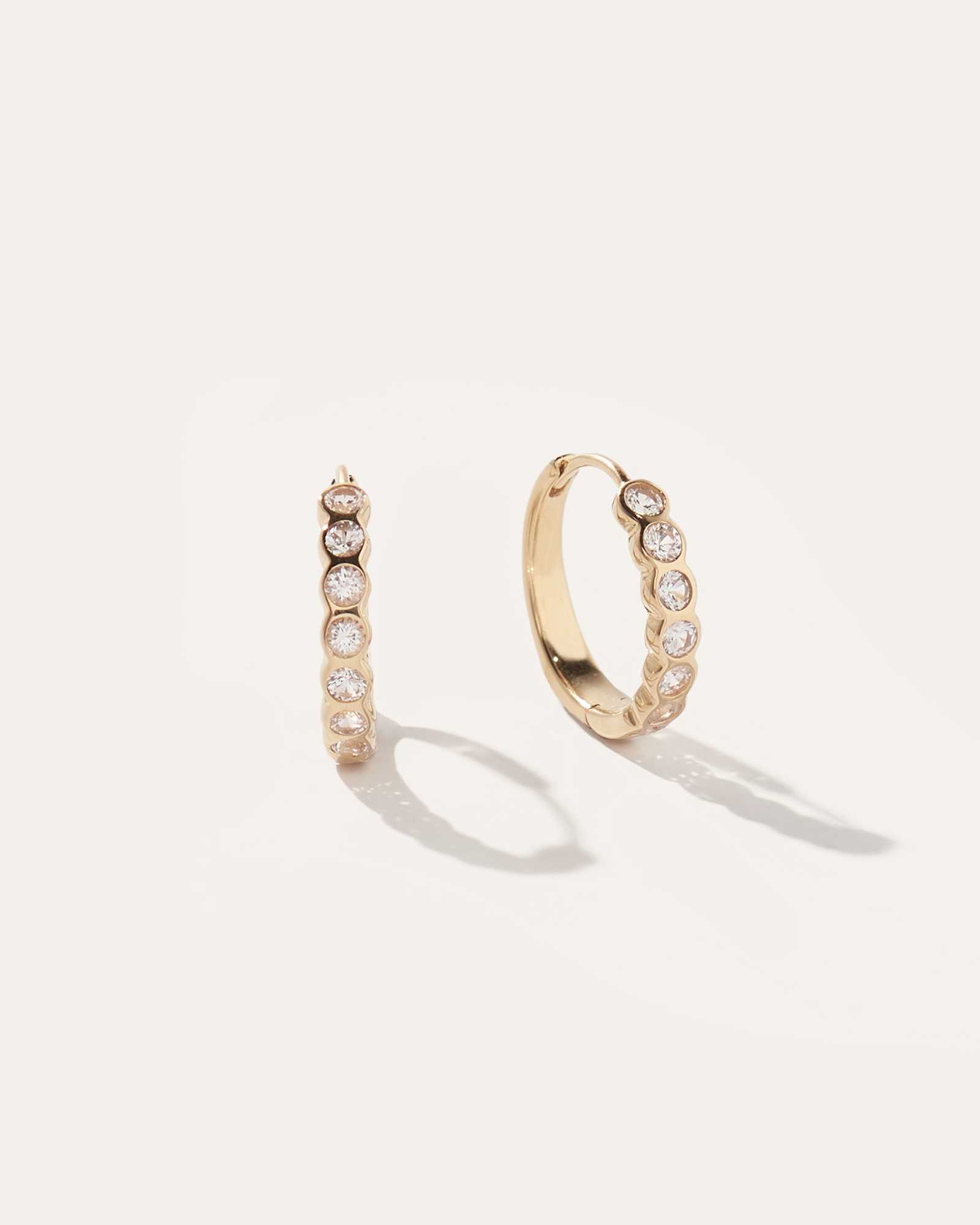 White Sapphire Huggie Earrings 1