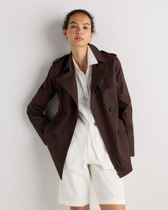 Coffee Bean Brown Trench court extensible confortable