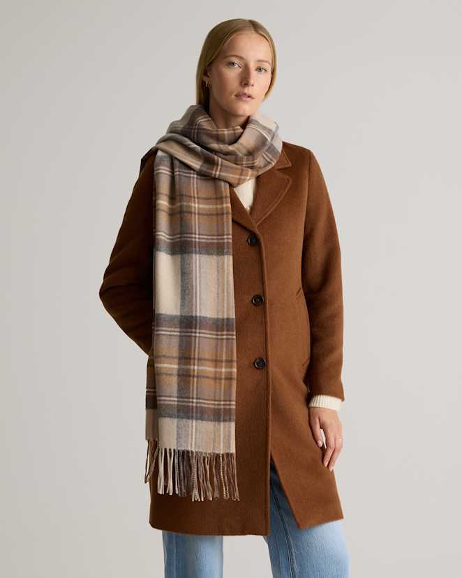 Neutral Tartan Mongolian Cashmere Tartan Scarf