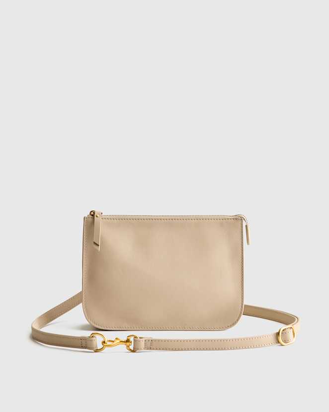 Taupe Italian Leather Convertible Belt Bag