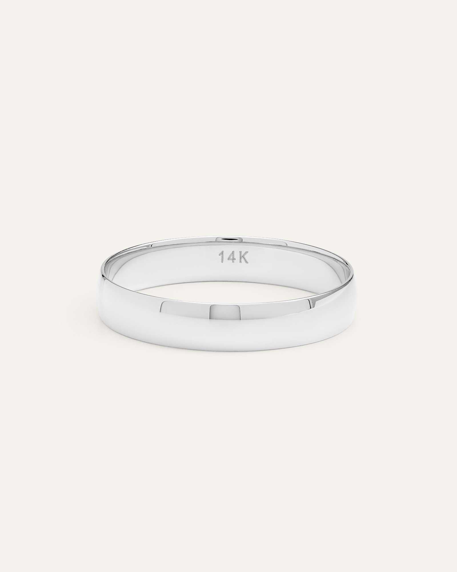 White Gold 14K Gold Lightweight Round Edge Band