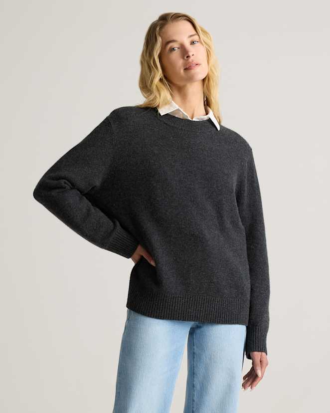 W-SWT-145-HCHAR-31986 EDITED 1 Charcoal Mongolian Cashmere Oversized Crewneck Sweater