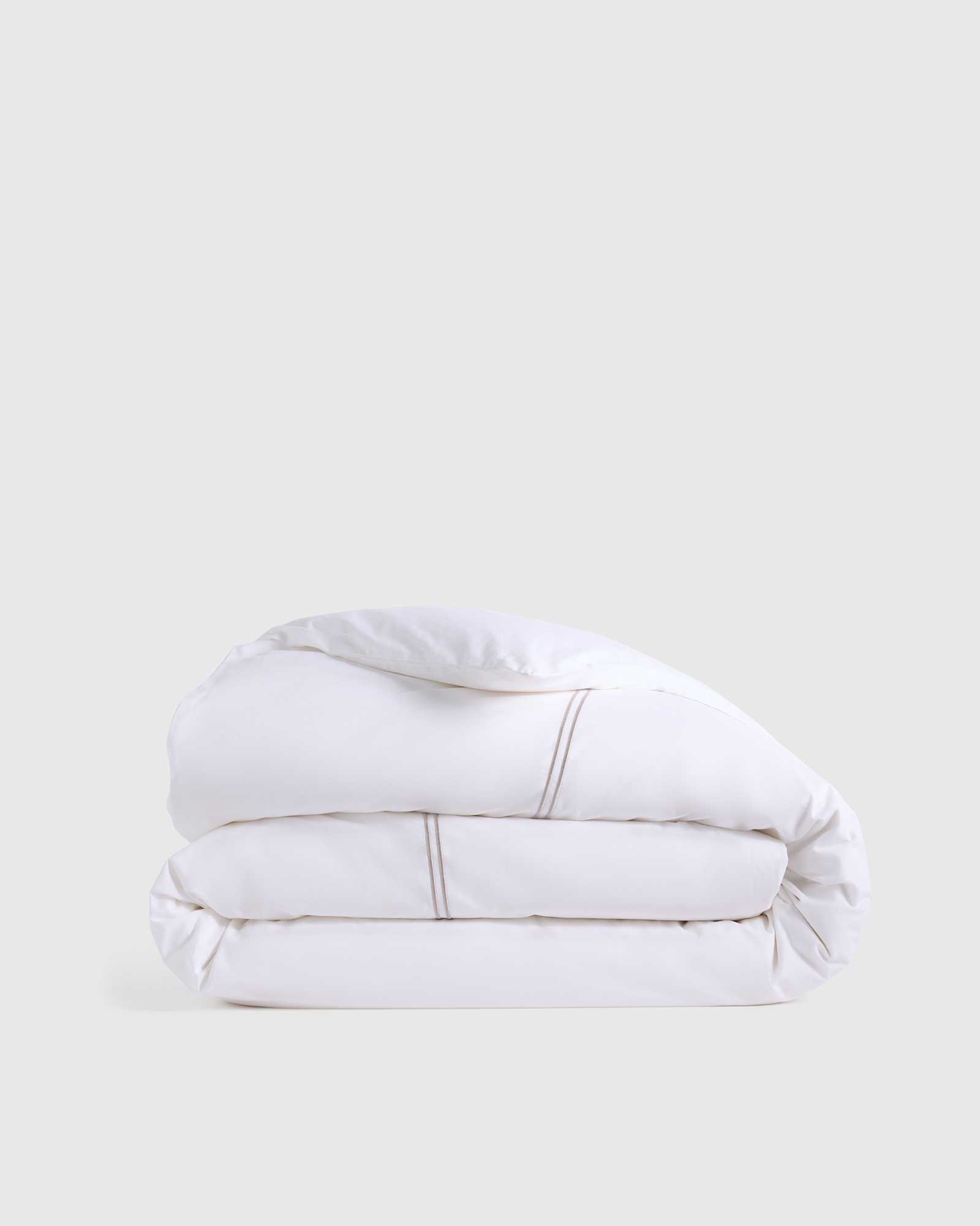 white/dove Organic Crisp Percale Embellished Duvet Cover