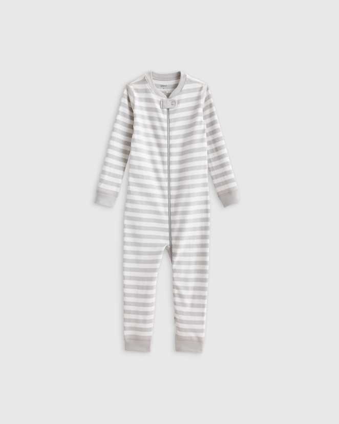 Grey Stripe 100% Organic Cotton One Piece Pajama