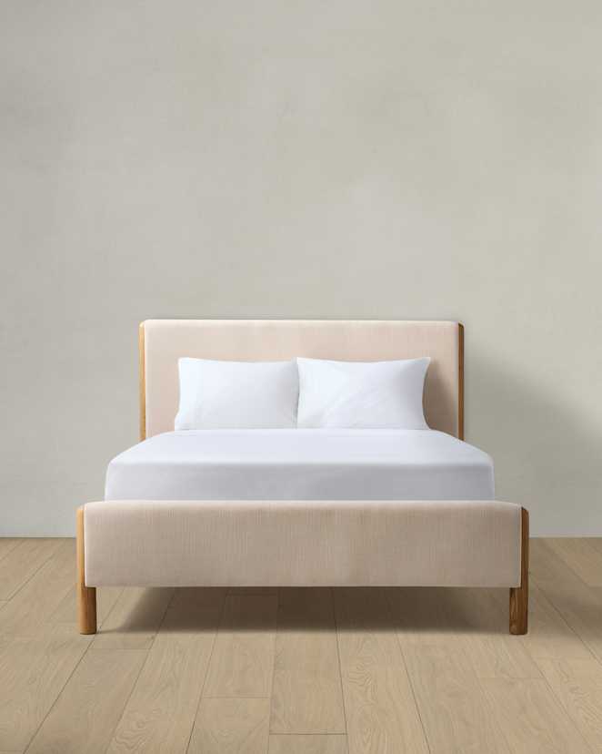 Natural Solid Wood and Performance Fabric Bed