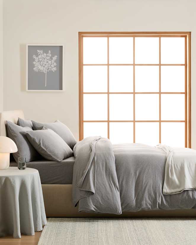 Heather Grey Organic Jersey Duvet Cover