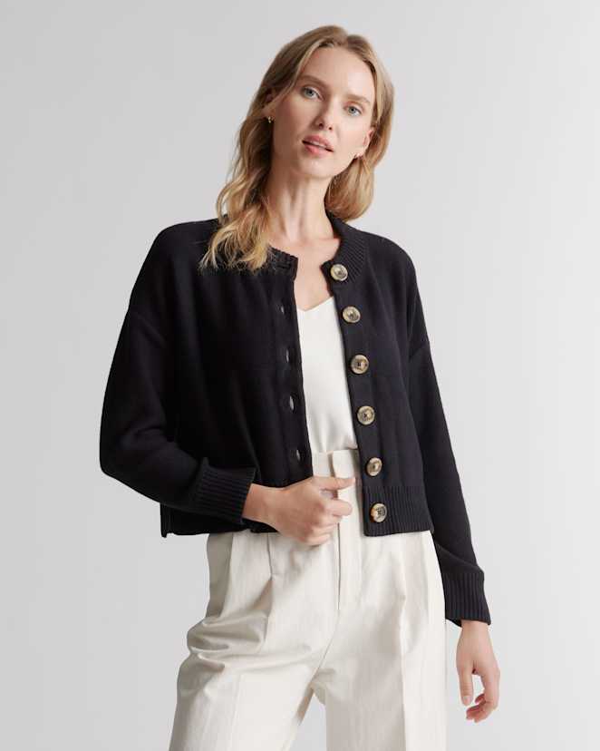 Black 100% Organic Cotton Cropped Cardigan