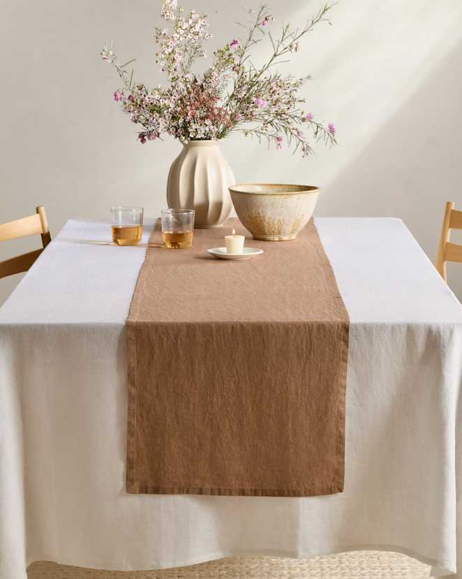 Latte European Linen Table Runner
