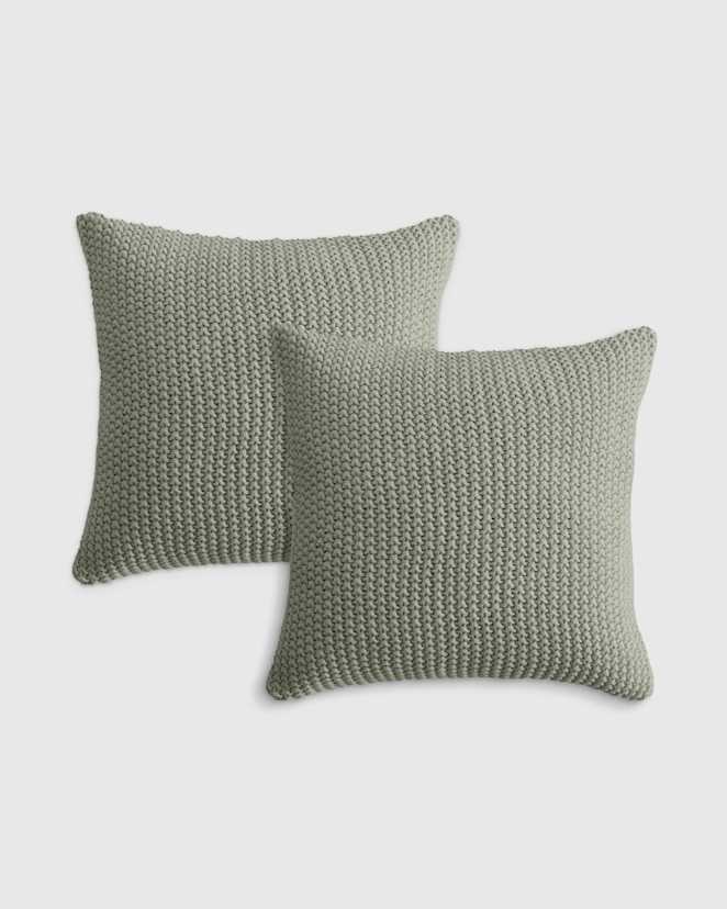 Dried Sage Cotton Fisherman Pillow Cover (Set of 2)