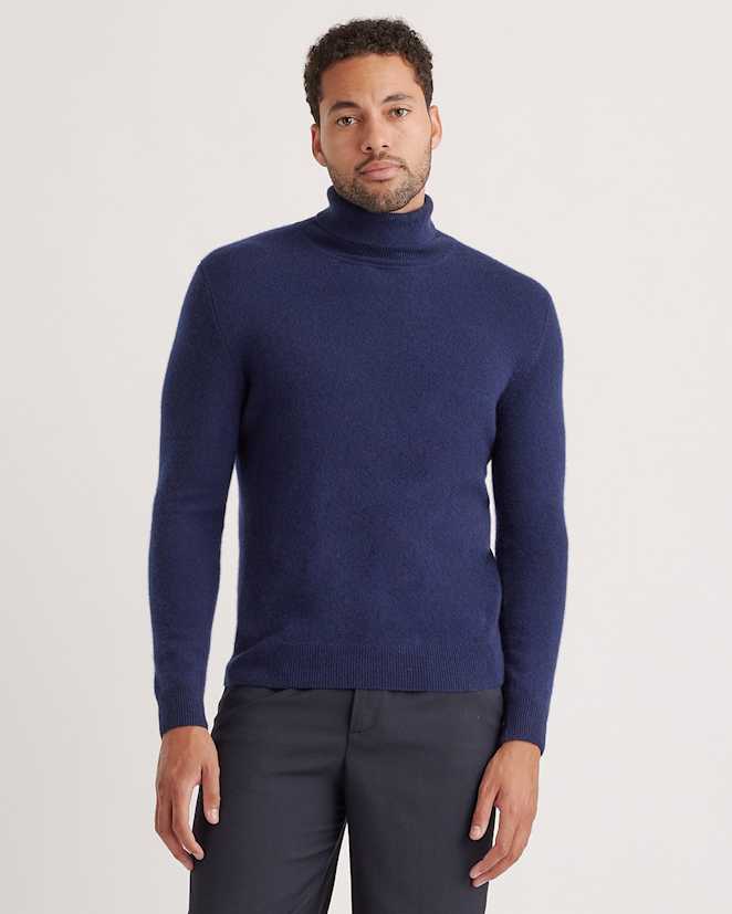Navy Mongolian Spring Cashmere Turtleneck Sweater