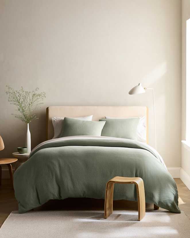 Dried Sage Ensemble de housse de couette en gaze de coton biologique