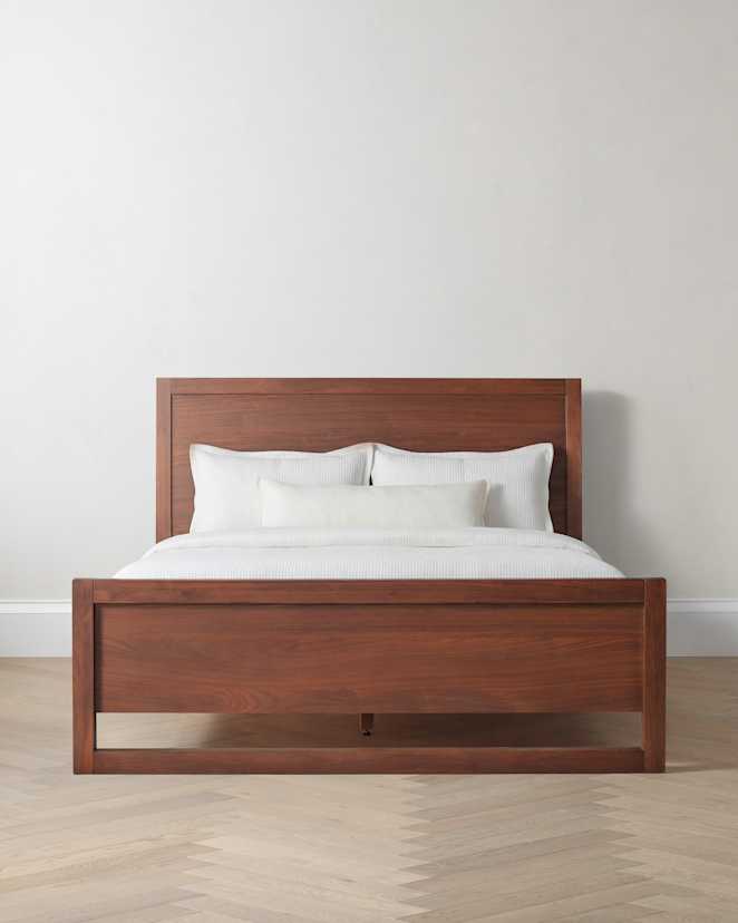 Walnut Brown Solid Wood Frame Bed