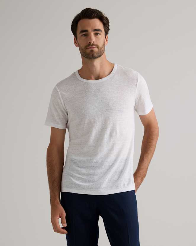 White 100% European Linen Jersey Tee