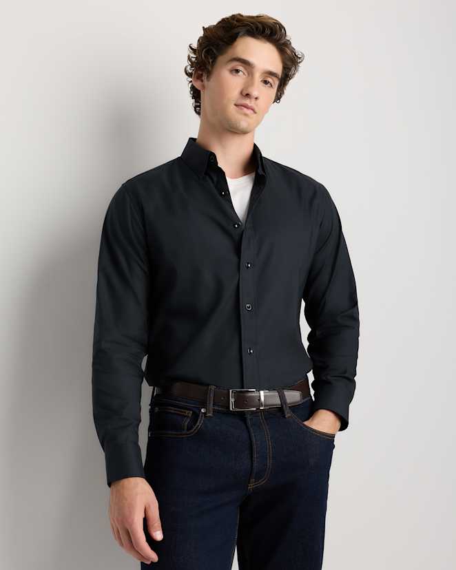 Black Supima Cotton-Tencel Everyday Shirt