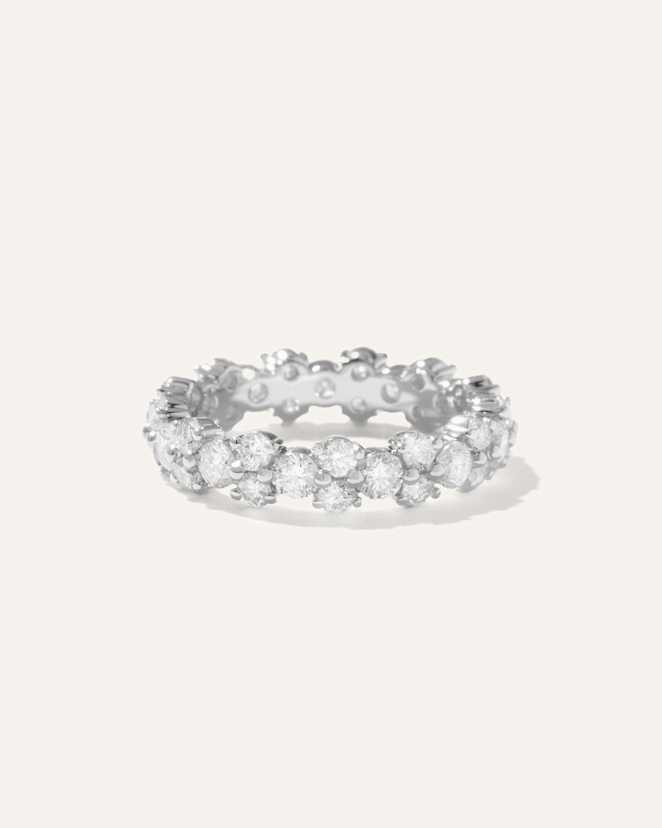 White Gold 14K Gold Lab Grown Diamond Cluster Eternity Band