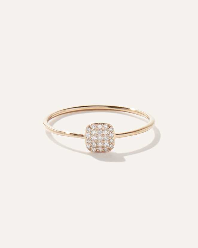 Yellow Gold 14K Gold Pave Diamond Cushion Ring