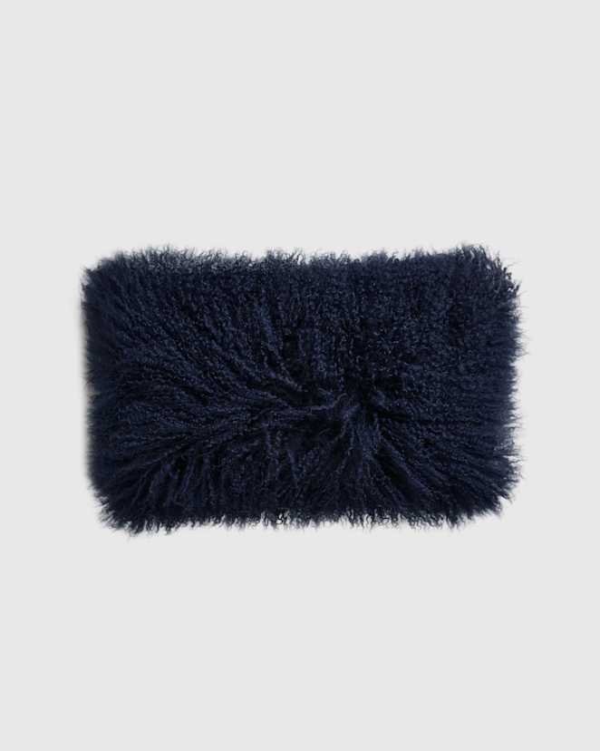 Indigo Blue Luxe Mongolian Lamb Lumbar Pillow Cover
