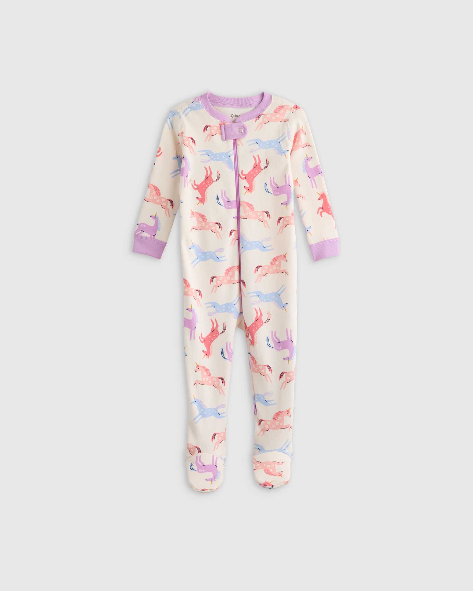 U--834-ICORNS-030 EDITED unicorn 100% Organic Cotton Footie Pajama