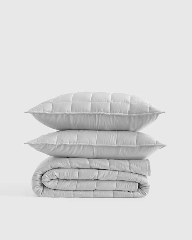 Light Grey Bamboo Box Quilt Set