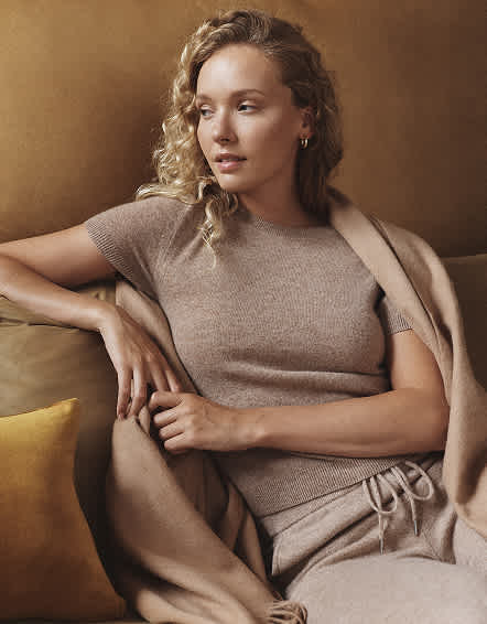 Oatmeal T-shirt en cachemire de Mongolie