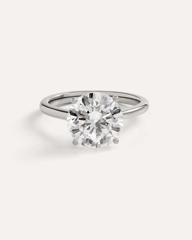 Platinum Lab Grown Diamond Round Trellis Cathedral Engagement Ring - 4ct
