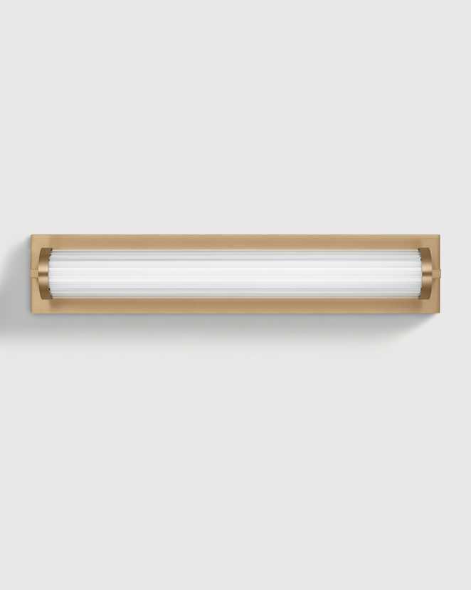 Brass Ribbed Glass LED Vanity Sconce