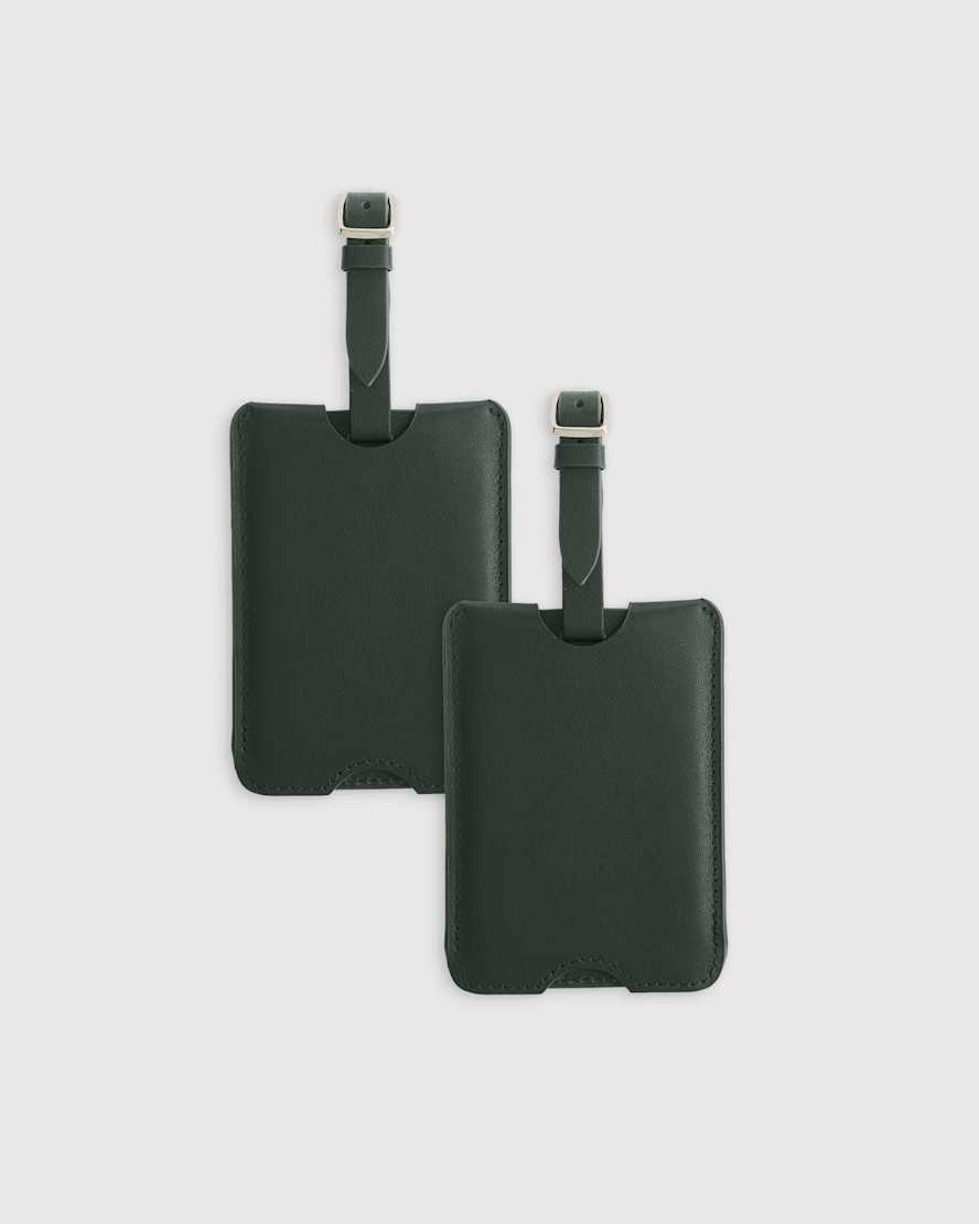 Dark Green Nappa Leather Luggage Tag (2-Pack)