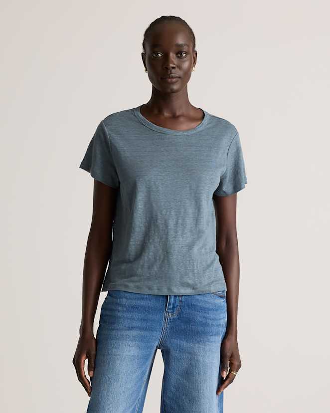 Aegean Blue 100% European Linen Jersey Tee