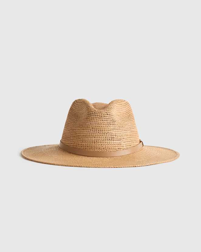 Rustic Tan Toquilla Straw Crochet Fedora