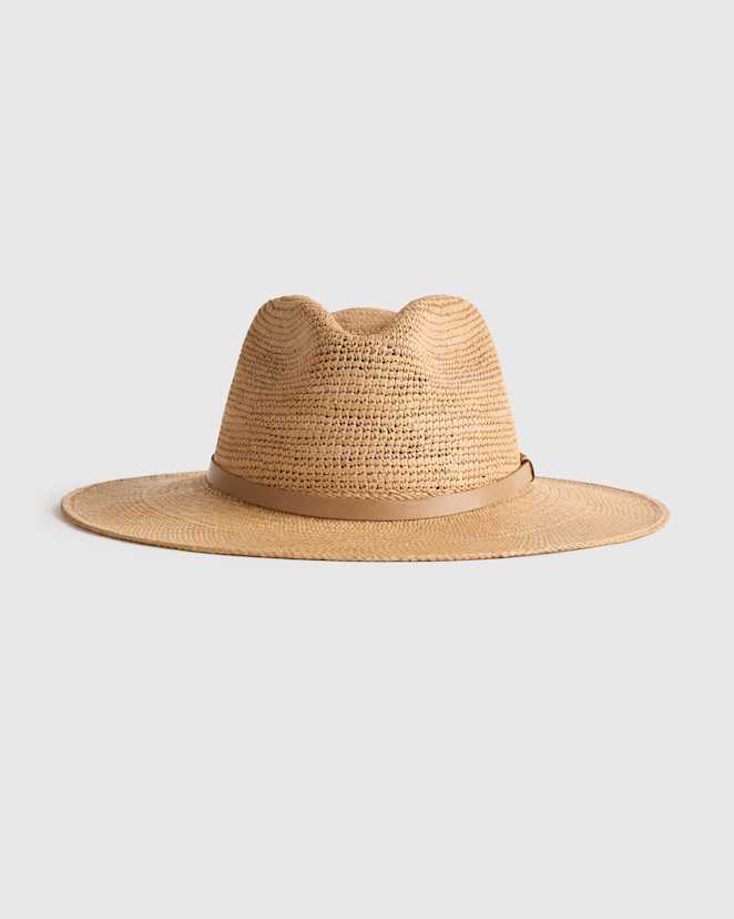 Rustic Tan Toquilla Straw Crochet Fedora