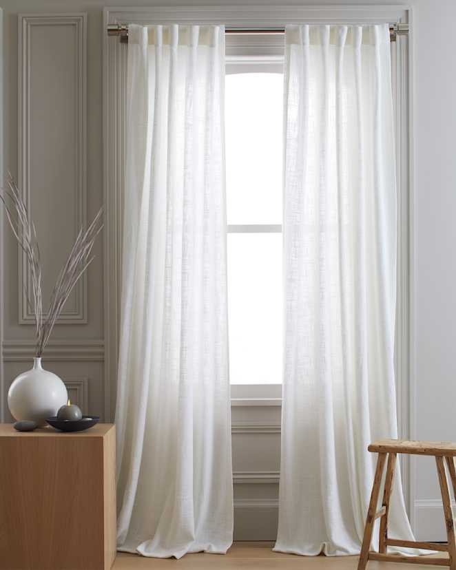 White Cotton Sheer Curtain Set (Set of 2)