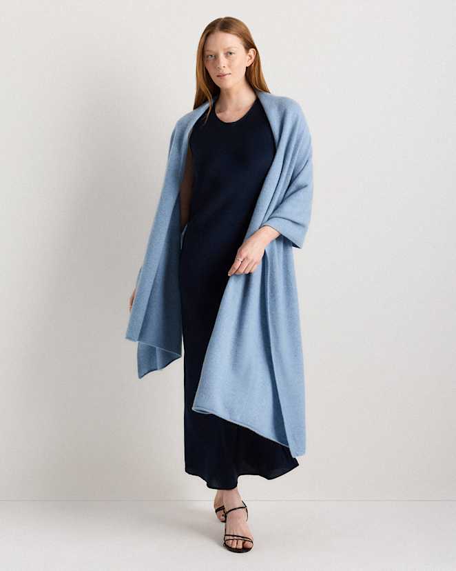Faded Denim Mongolian Cashmere Wrap