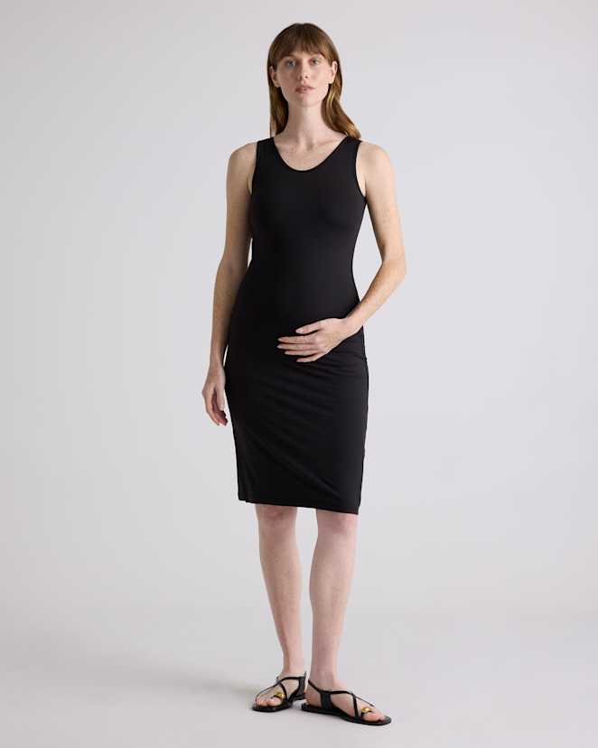Black Recycled Knit Maternity Tank Midi Dress
