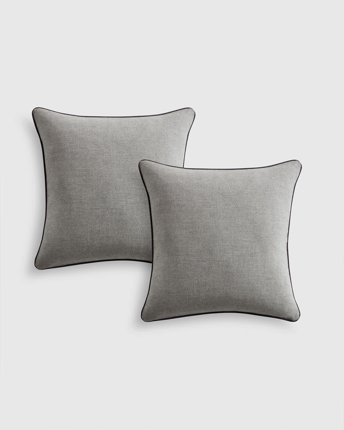 Heather Grey/Charcoal Contrast Piped Wool Pillow Cover (Set of 2)
