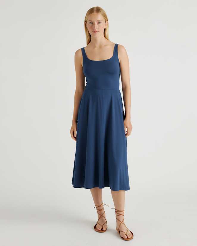 Navy Tencel Jersey Fit & Flare Dress