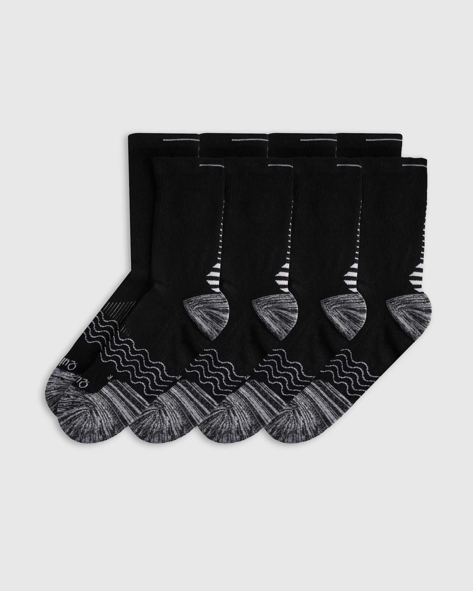 black Performance Running Crew Socks (4-Pack)