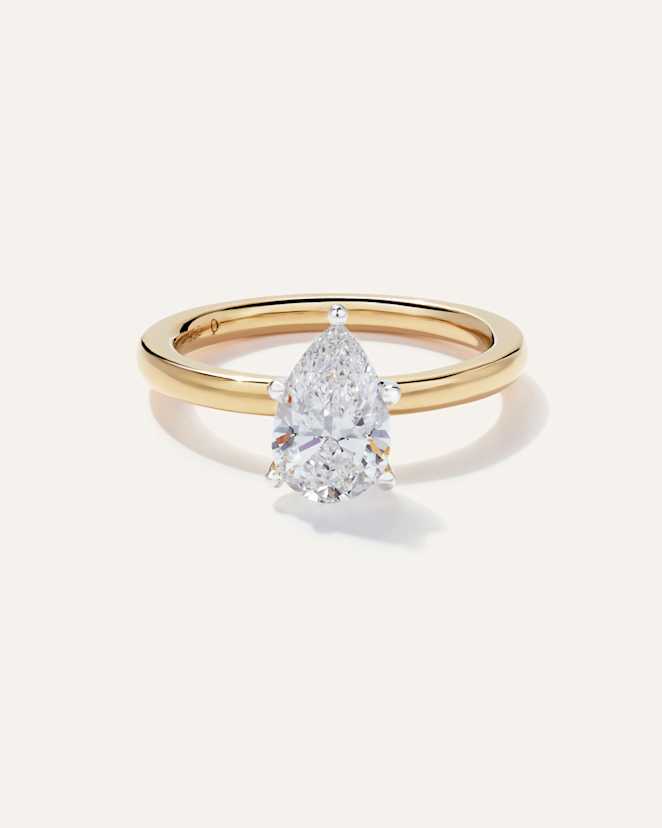 Yellow Gold Lab Grown Diamond Pear Comfort Fit Engagement Ring - 1.5ct