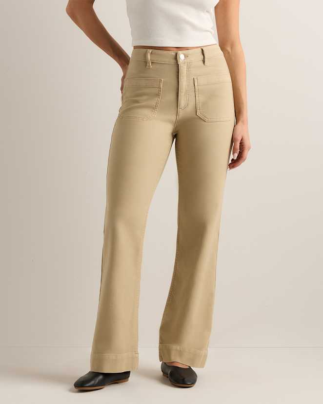 Canvas Beige French Terry Wide Leg Pants