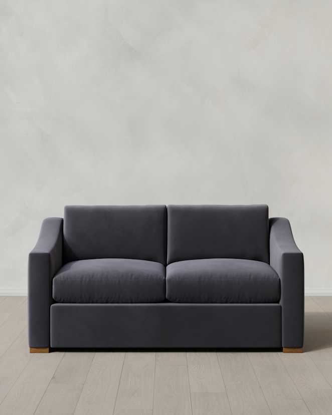 Gunmetal Hollis Slope Arm Sofa in Performance Velvet
