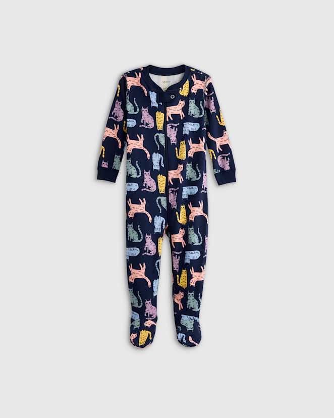 Cats 100% Organic Cotton Footie Pajama