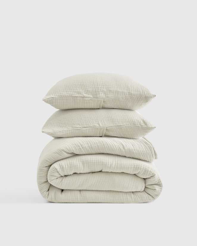 Ivory Organic Cotton Gauze Duvet Cover Set