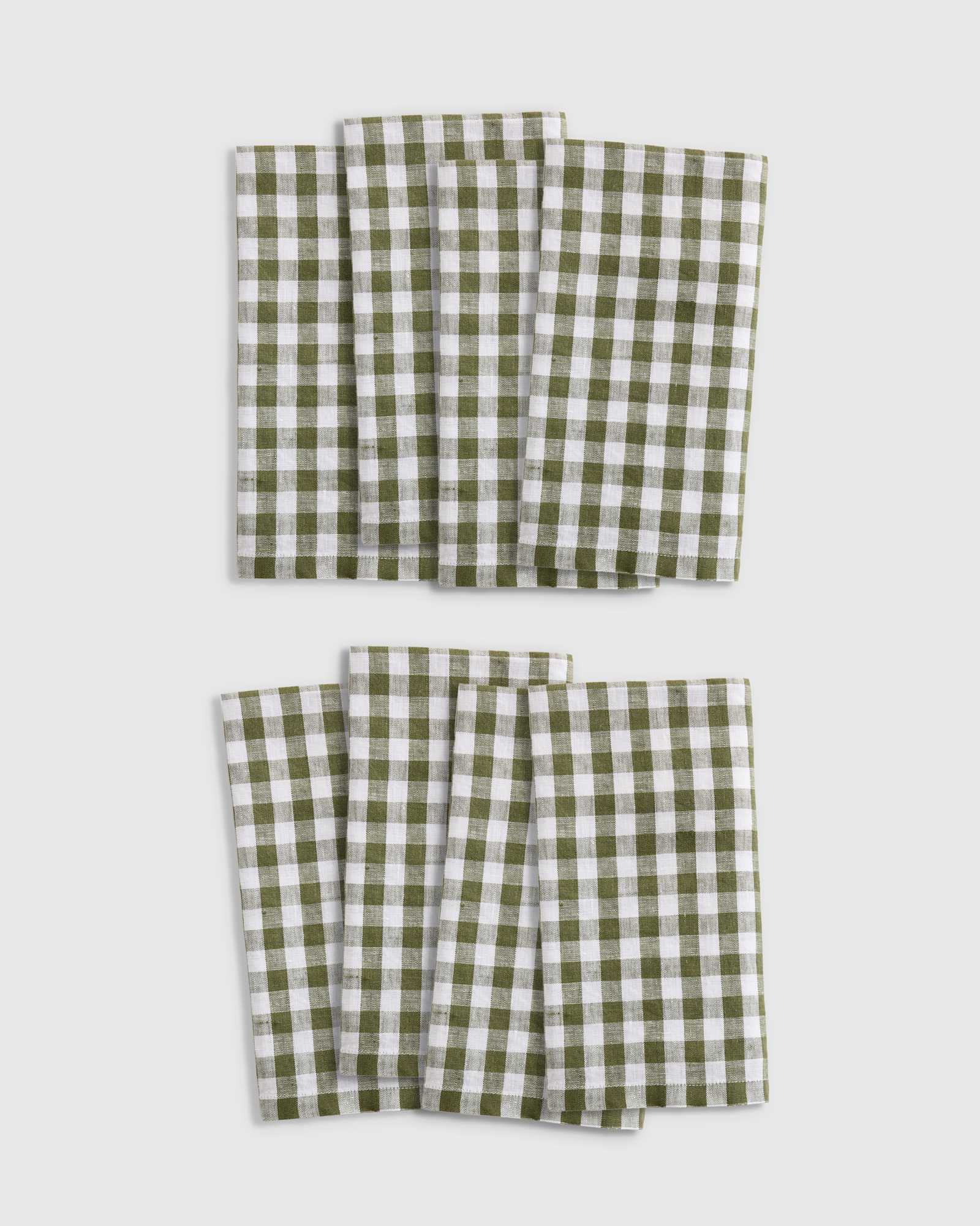 Olive European Linen Gingham Napkins (Set of 8)