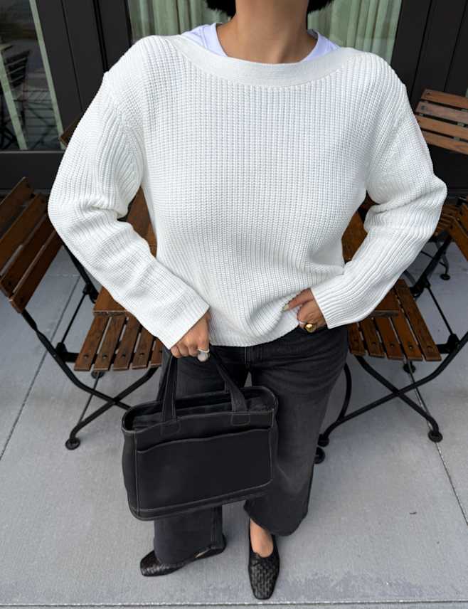 Speckled Beige 100% Organic Cotton Fisherman Boatneck Sweater