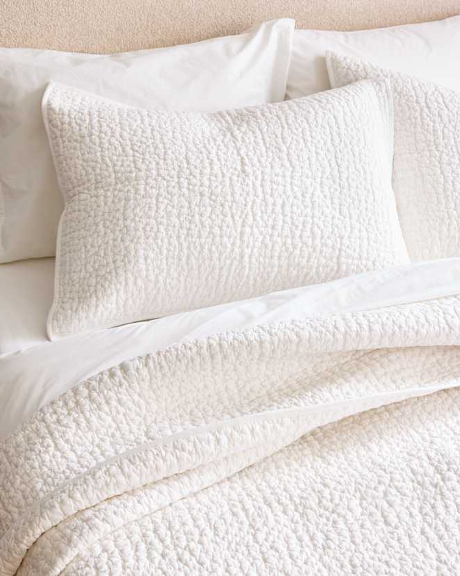 White Organic Cotton Hand Stitched Quilted Sham Set