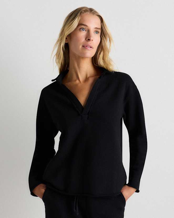 Bold Black Organic French Terry Henley