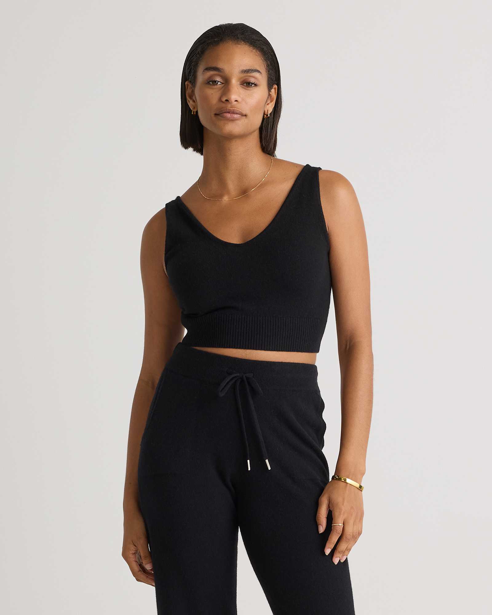 black Mongolian Cashmere Cropped Tank