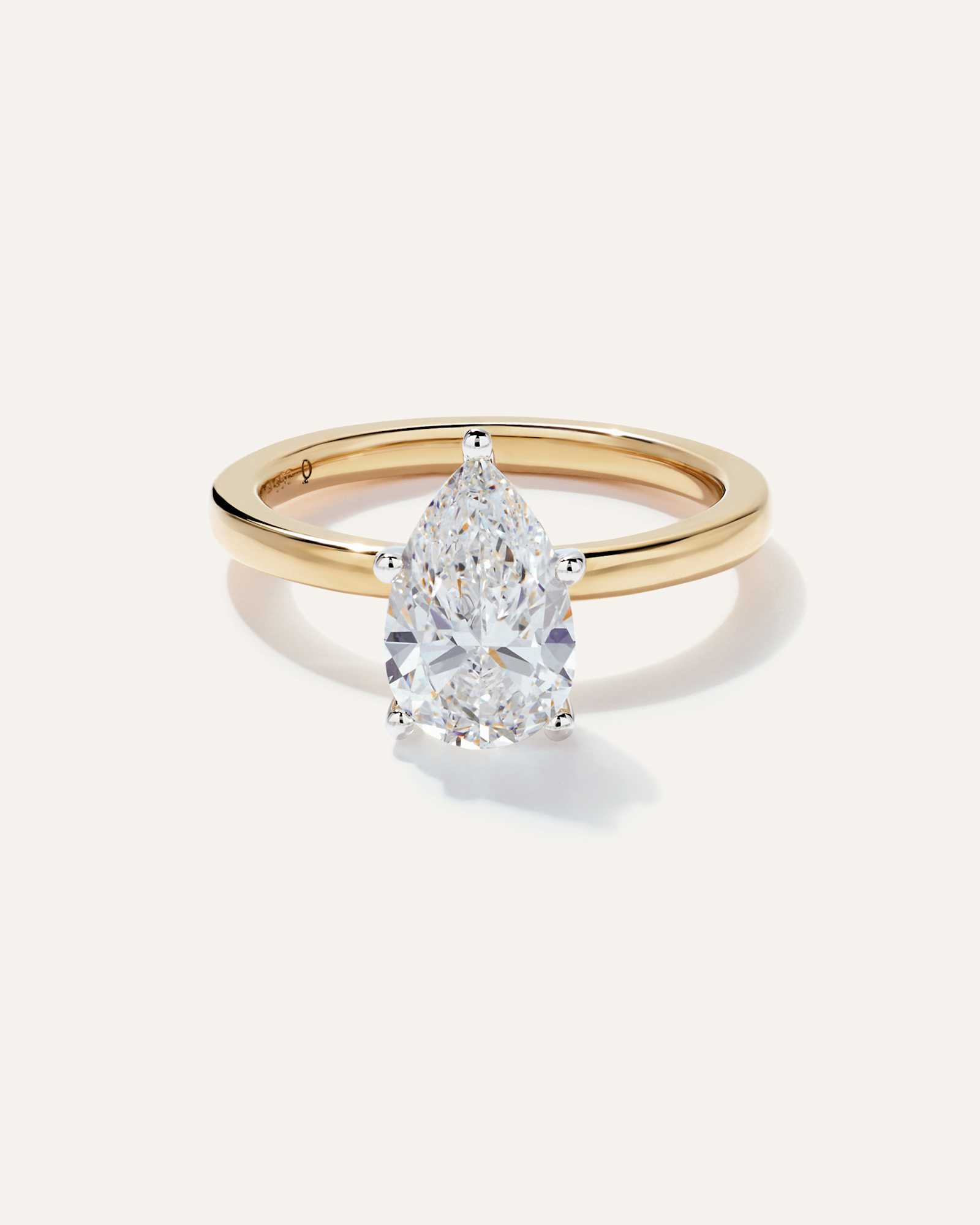 Yellow Gold Lab Grown Diamond Pear Comfort Fit Engagement Ring - 2ct