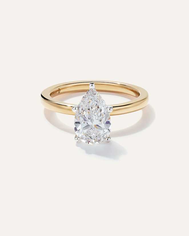 Yellow Gold Lab Grown Diamond Pear Comfort Fit Engagement Ring - 2ct
