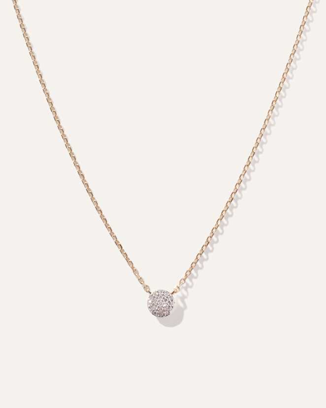 Yellow Gold 14K Gold Diamond Pave Disc Necklace